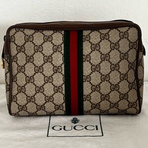 Gucci Supreme Cosmetic Pouch Web Stripe Late 70s-Early 80s Italy